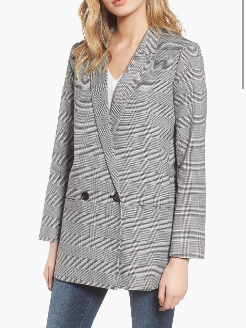 Mural Gray Glen Plaid Double-Breasted Blazer